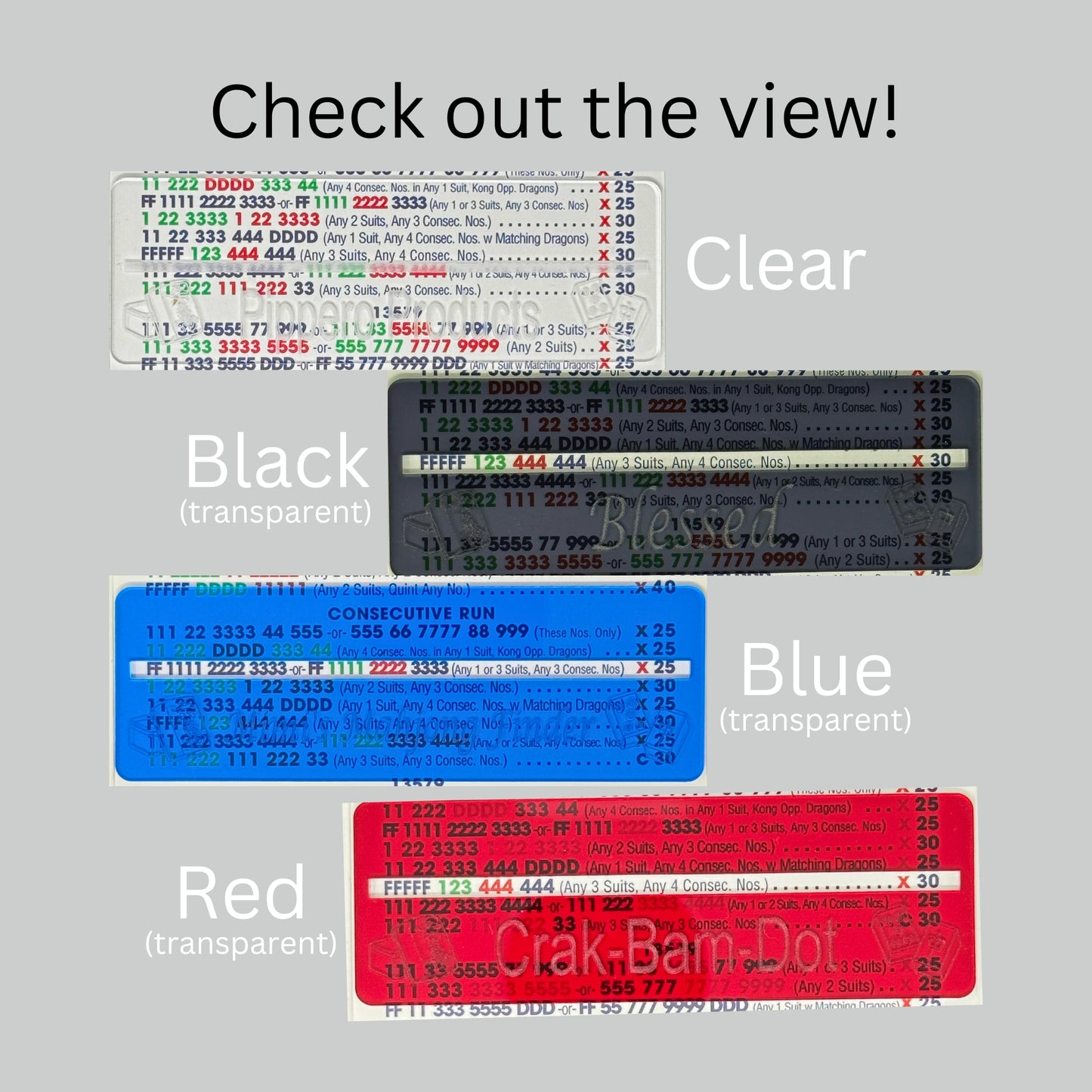 Personalized Mahjong Line Finder Reader Clear Transparent Acrylic Custom Mah Jongg Mahjong tournament or group gift with tile accents
