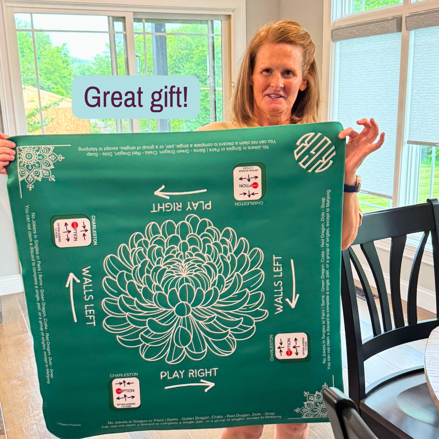 Personalized Mahjong Mat for game night table with carrying bag