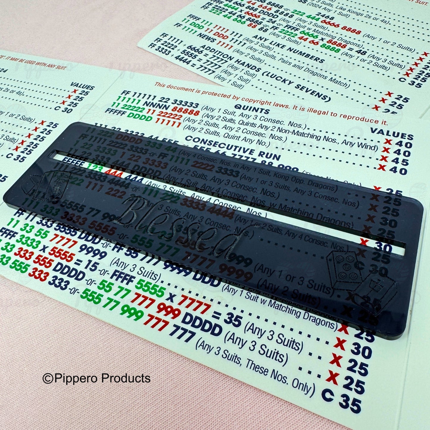 Personalized Mahjong Line Finder Reader Clear Transparent Acrylic Custom Mah Jongg Mahjong tournament or group gift with tile accents