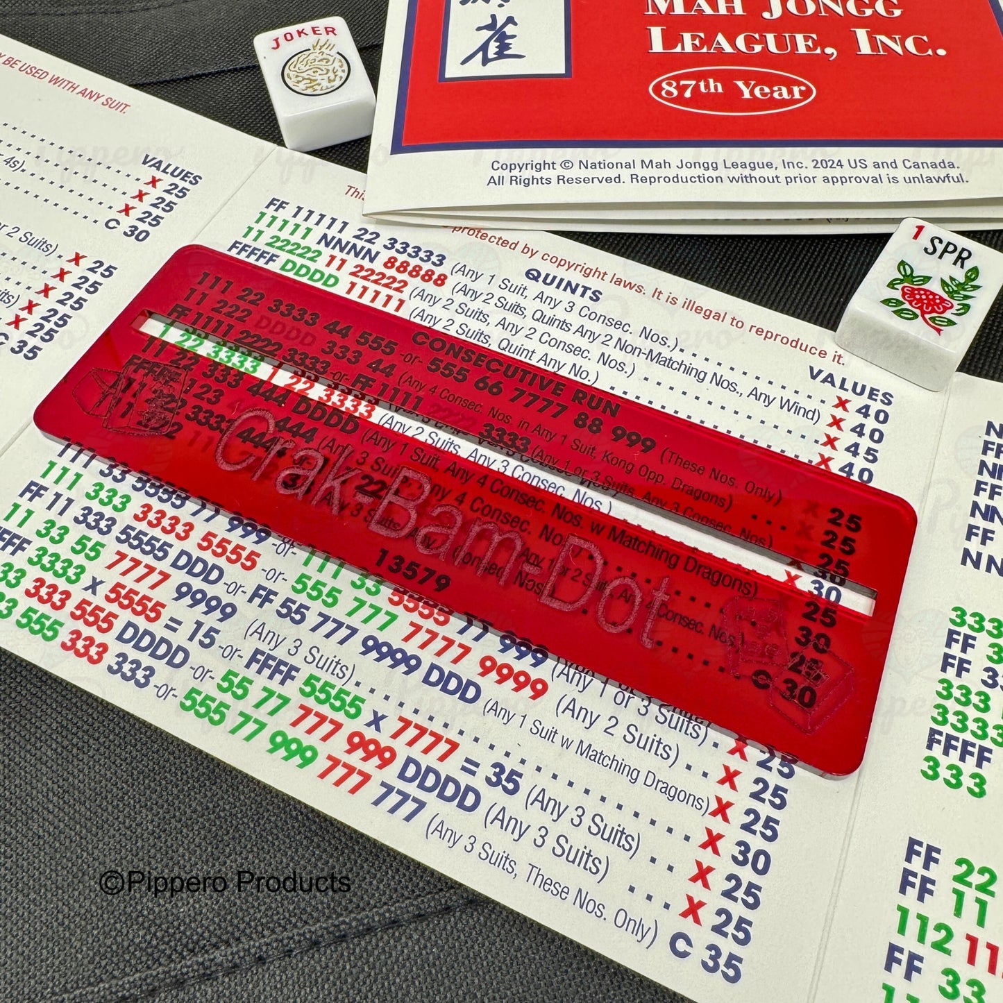 Personalized Mahjong Line Finder Reader Clear Transparent Acrylic Custom Mah Jongg Mahjong tournament or group gift with tile accents