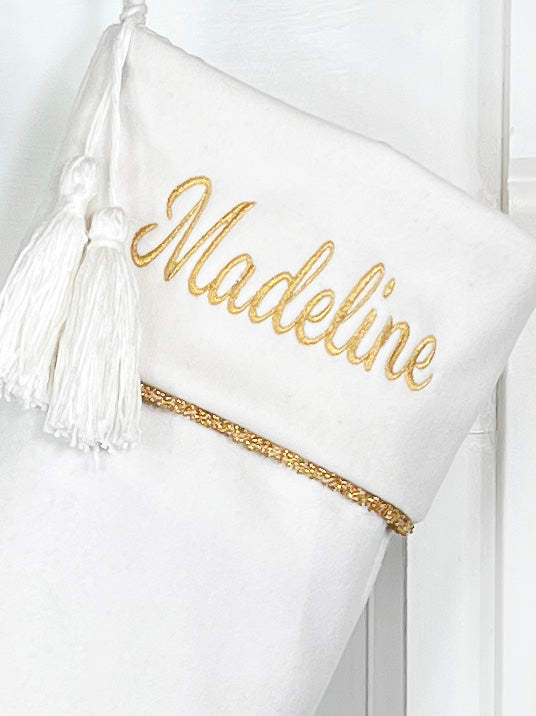 Classic Elegant Embroidered Monogrammed Wool Family Christmas Stockings