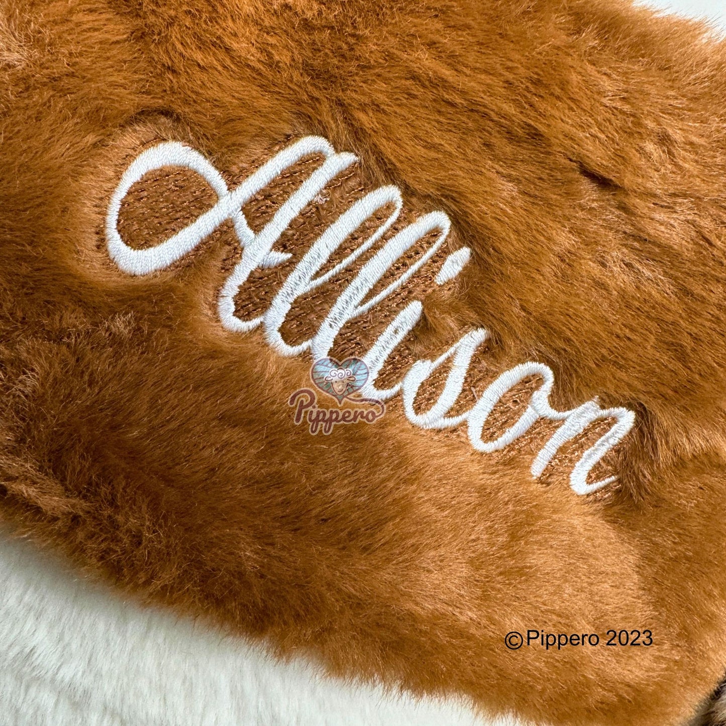 Personalized Embroidered Furry Brown Cow Family Christmas Stocking
