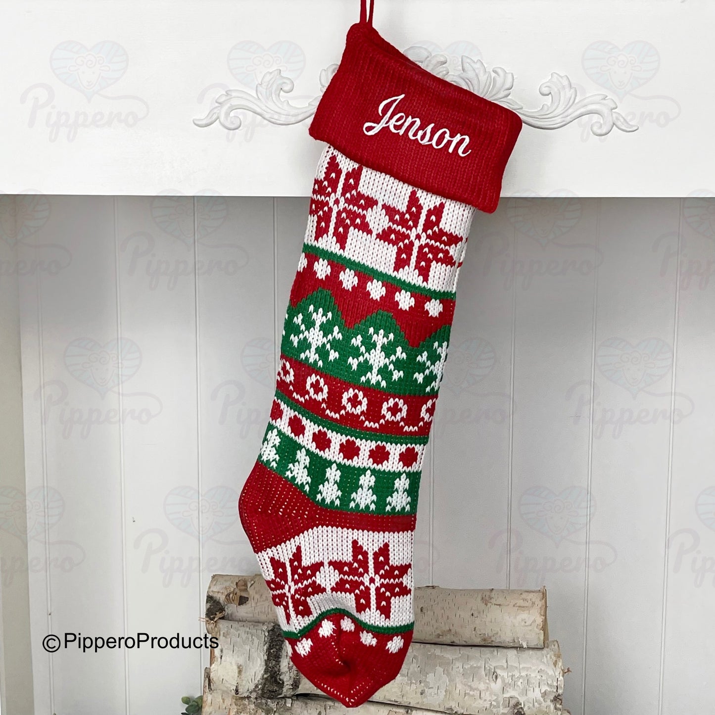 Long Custom Embroidered Family Knit Christmas Stockings