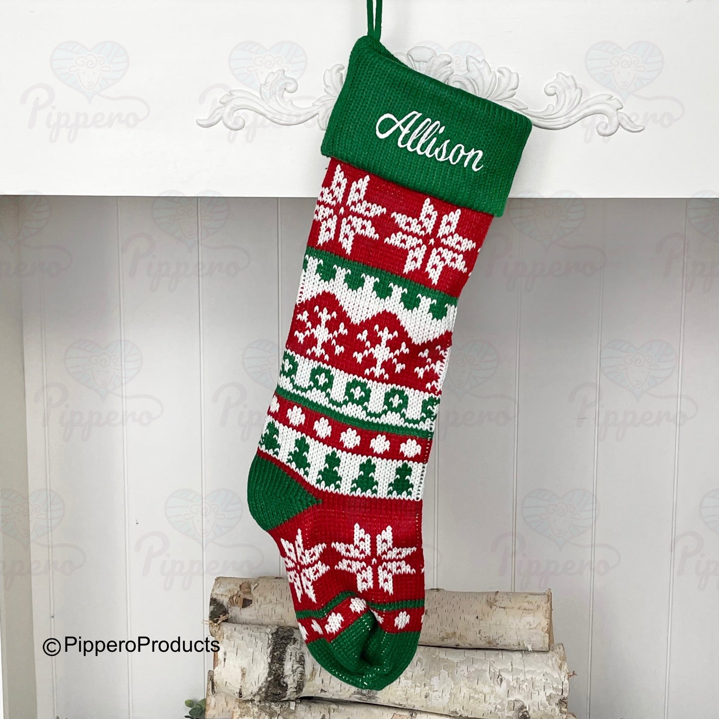 Long Custom Embroidered Family Knit Christmas Stockings