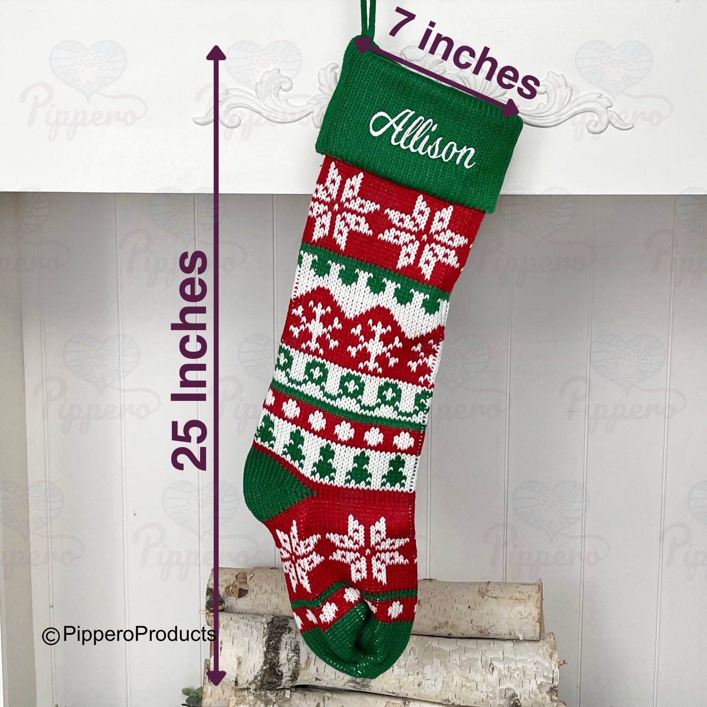Long Custom Embroidered Family Knit Christmas Stockings
