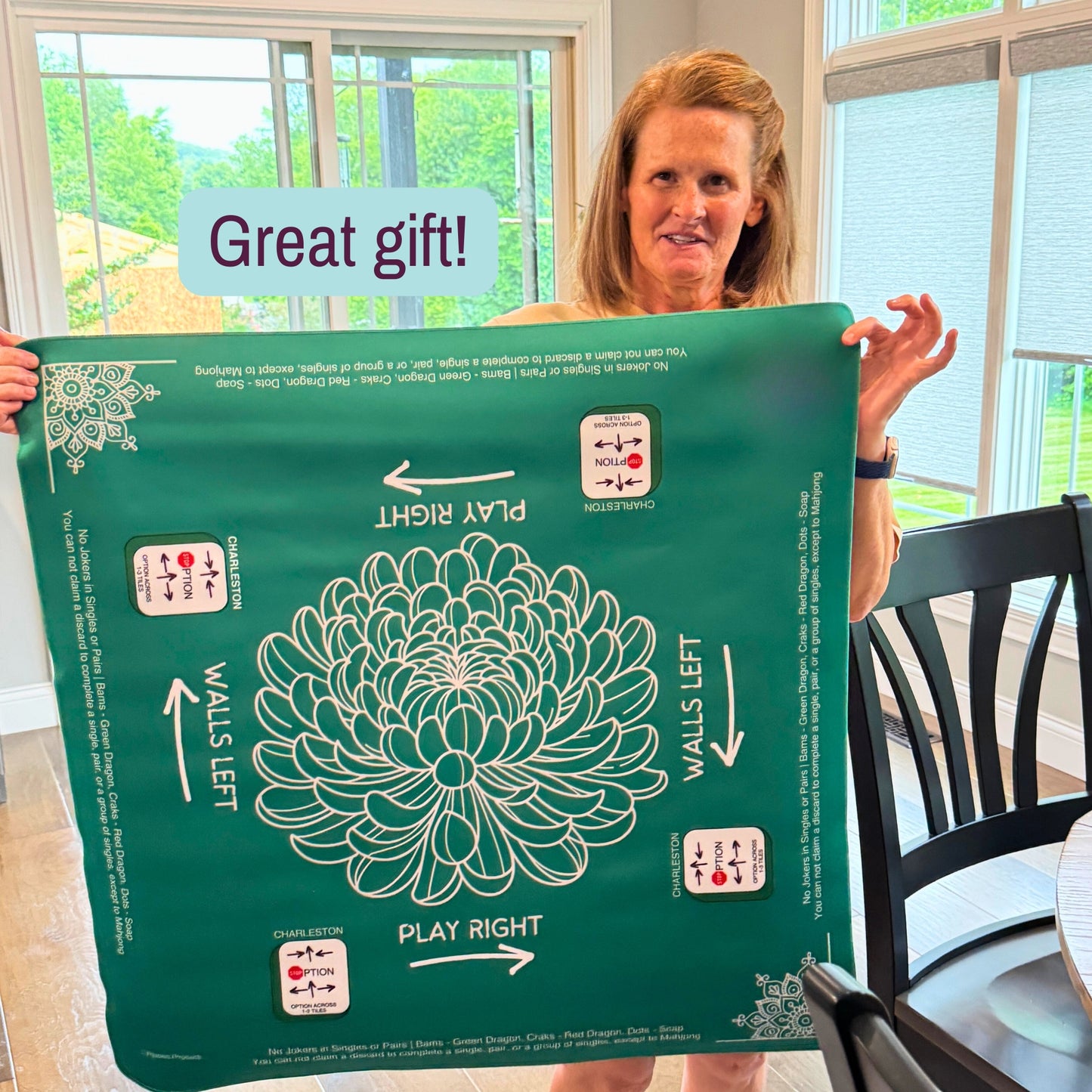 Neoprene Rules Reminder Mahjong Mat with non-slip back and carrying bag