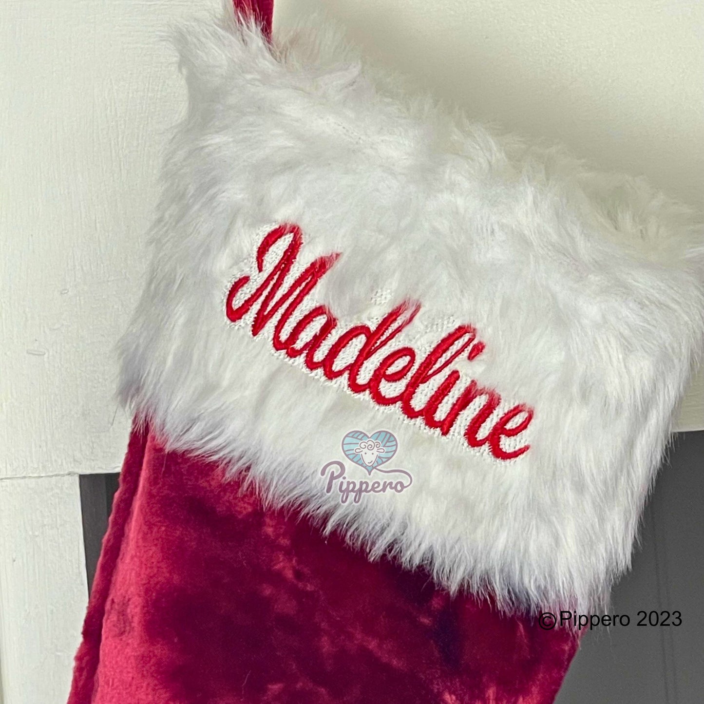 Custom Personalized Embroidered Monogrammed Plush Classic Red Velvet Family Christmas Stockings