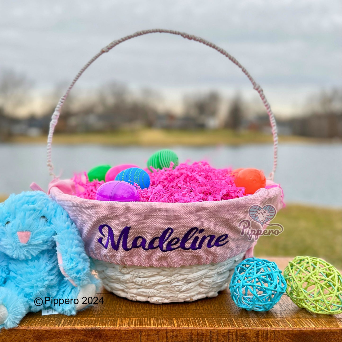 Custom Personalized Liner for Medium Wicker Easter Basket