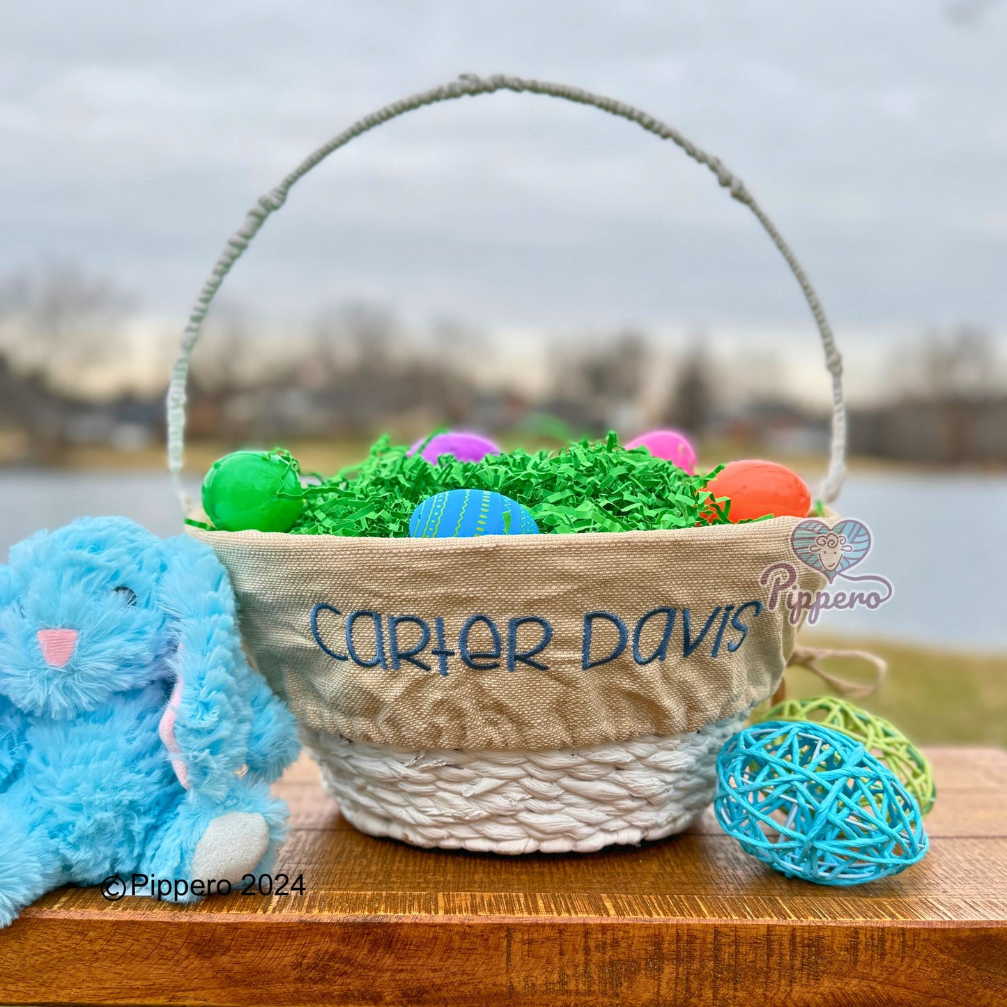 Custom Personalized Liner for Medium Wicker Easter Basket