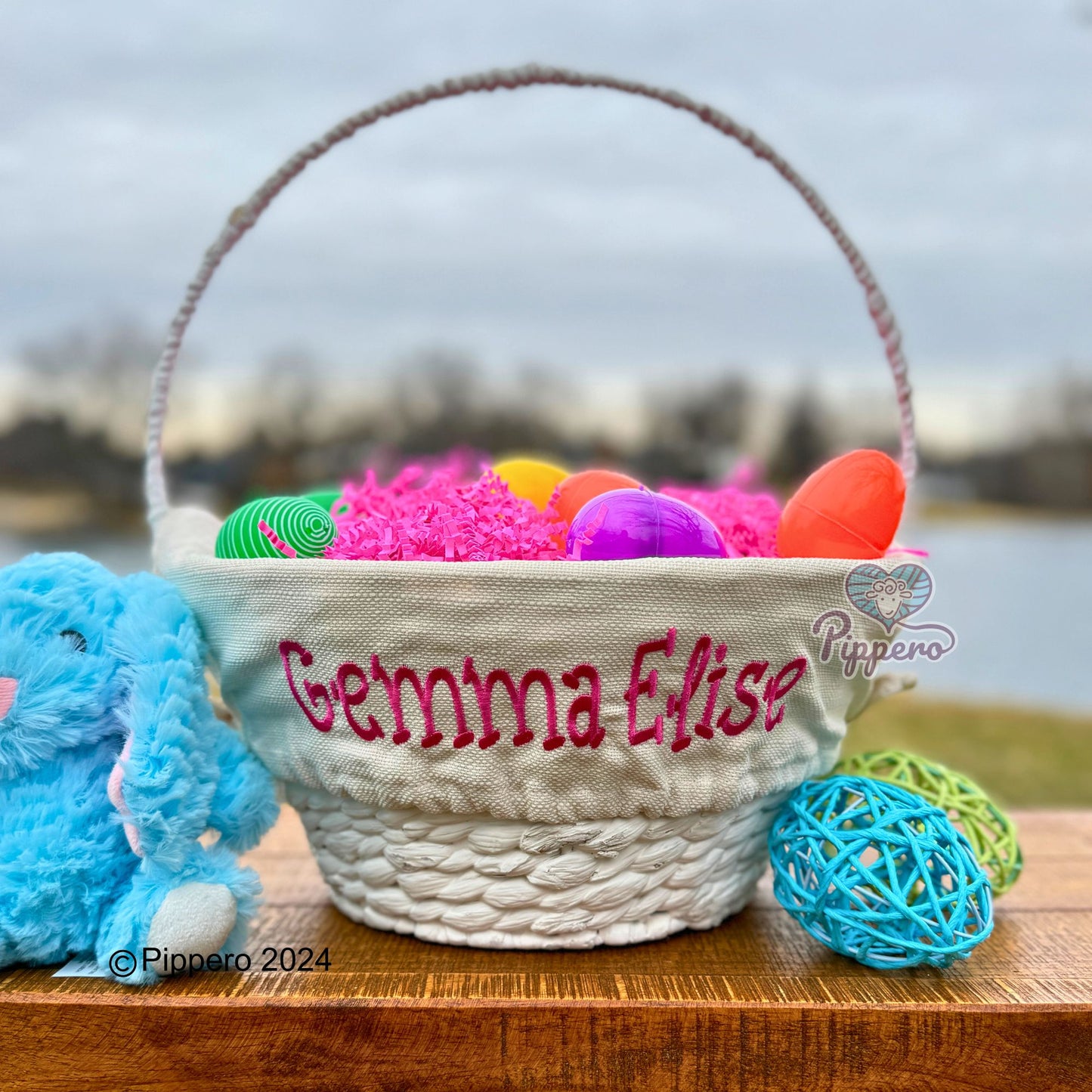 Custom Personalized Liner for Medium Wicker Easter Basket