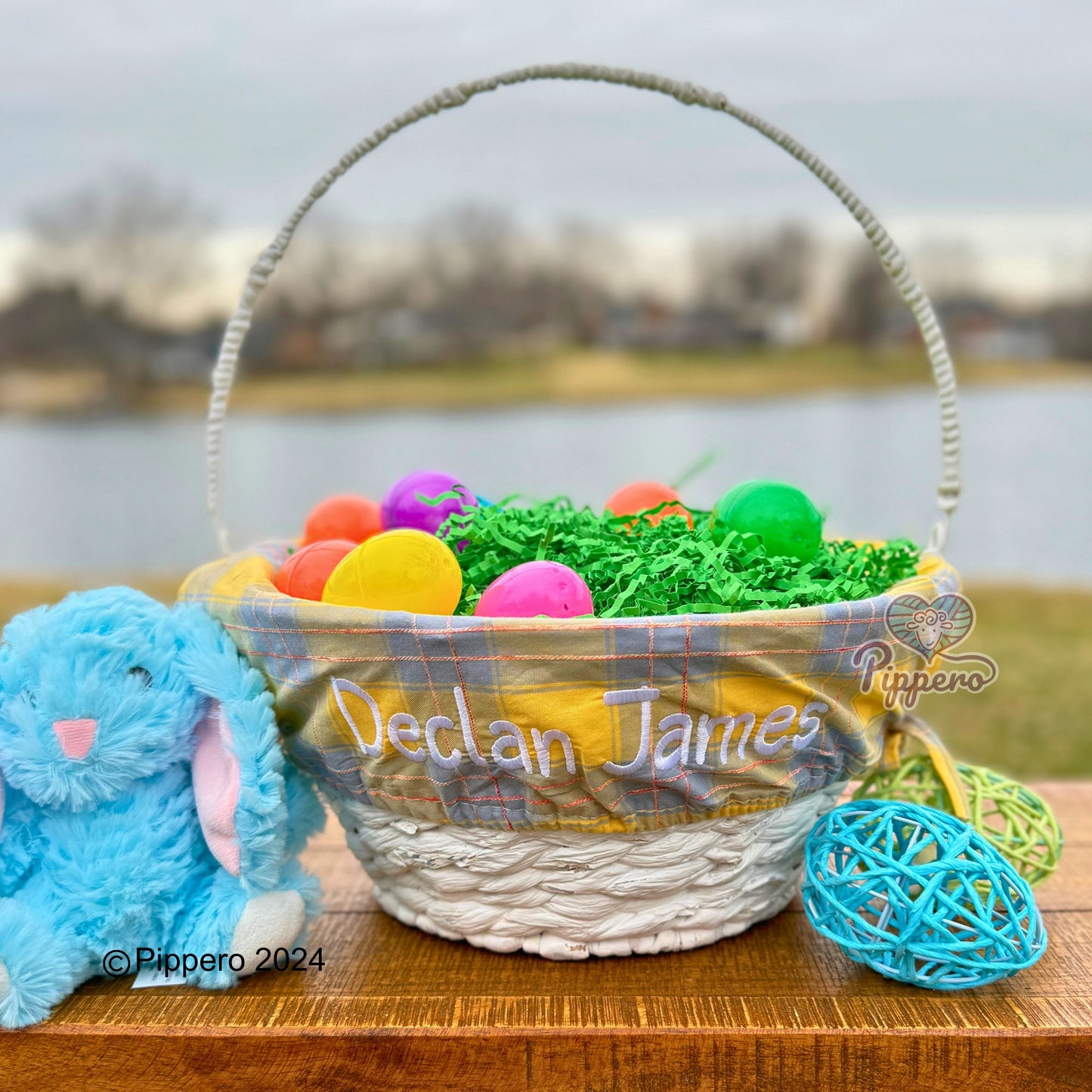 Custom Personalized Liner for Medium Wicker Easter Basket