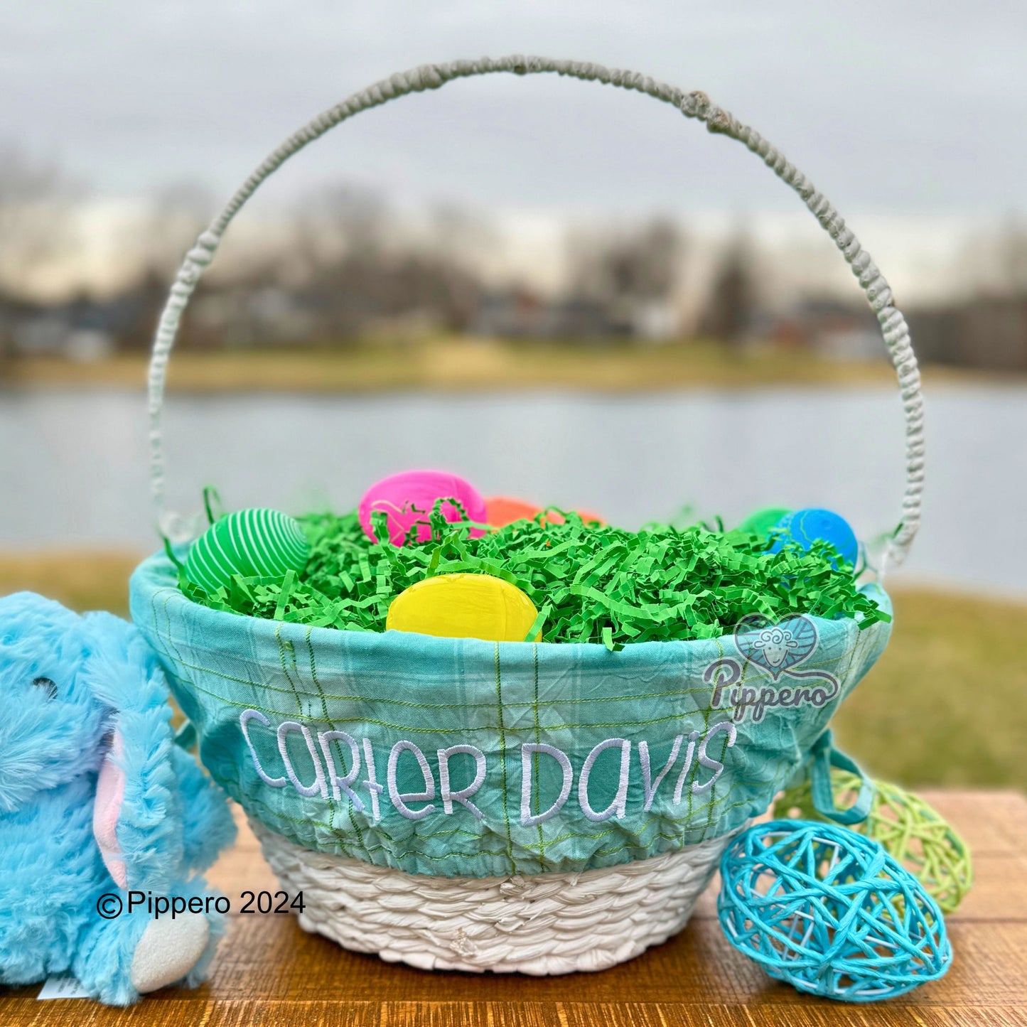 Custom Personalized Liner for Medium Wicker Easter Basket