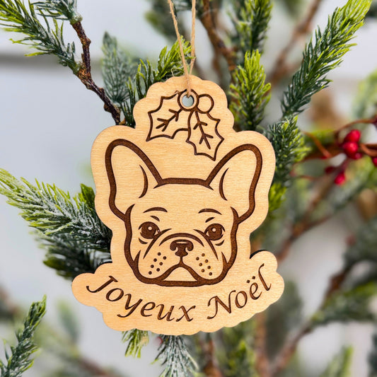 Frenchie, French bulldog Christmas ornament