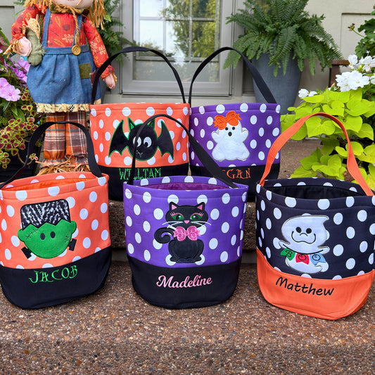 Personalized Halloween Trick-or-Treat Basket – Embroidered Kids Candy Bag
