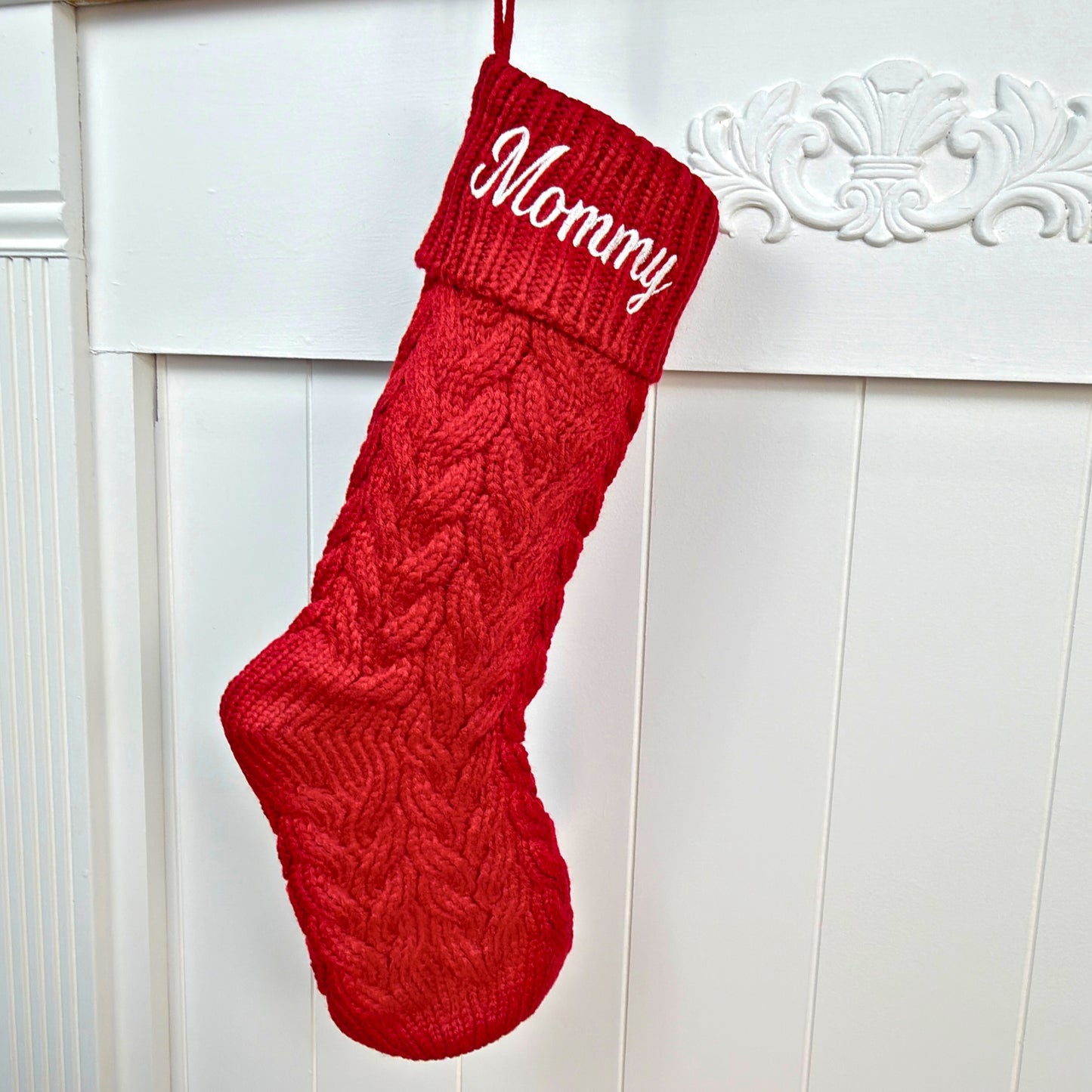 Personalized Embroidered Cable Knit Christmas Stockings