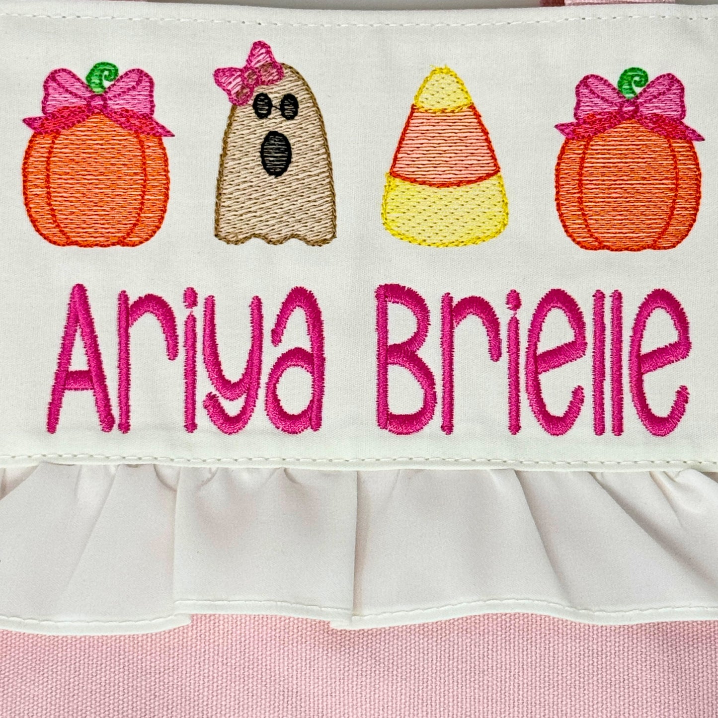 Toddler-Sized Personalized Embroidered Halloween Trick or Treat candy bag