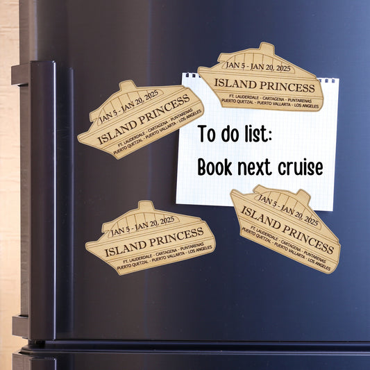 Set of 4 Personalized Cruise Door Magnets | Custom Wooden Cruise Gift Exchange Keepsakes