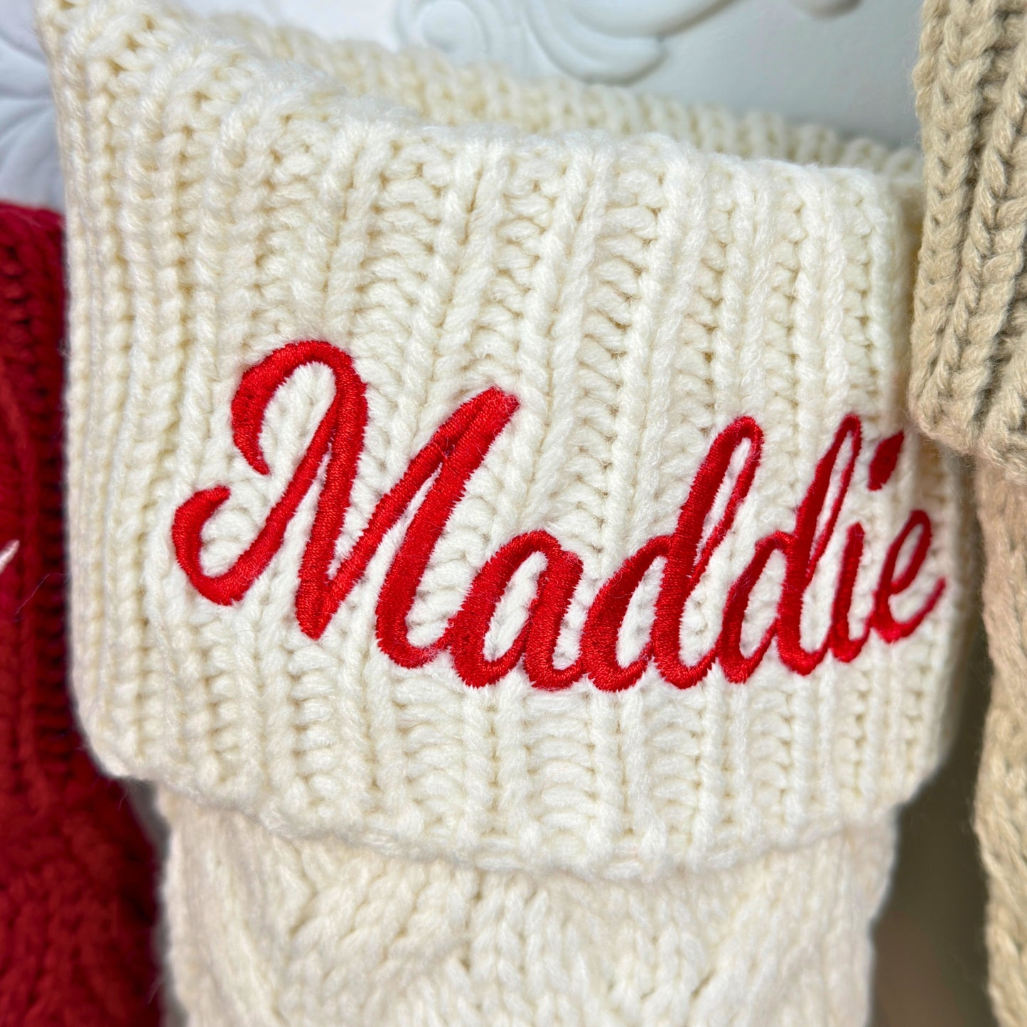 Personalized Embroidered Cable Knit Christmas Stockings