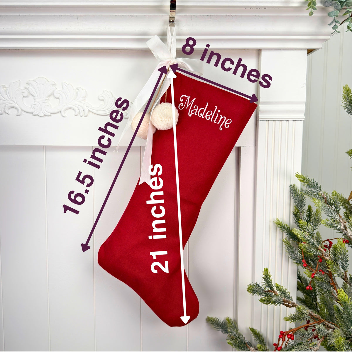 Personalized Wool Christmas Stocking – Classic Elegant Holiday Design