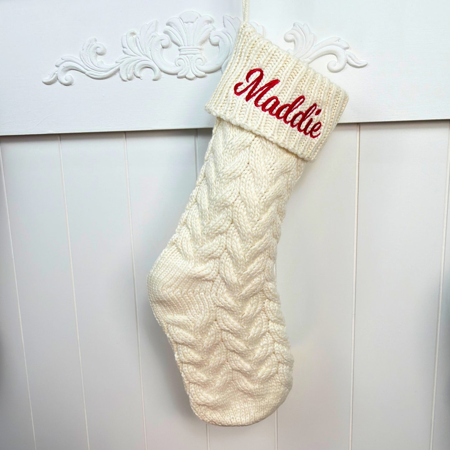 Personalized Embroidered Cable Knit Christmas Stockings