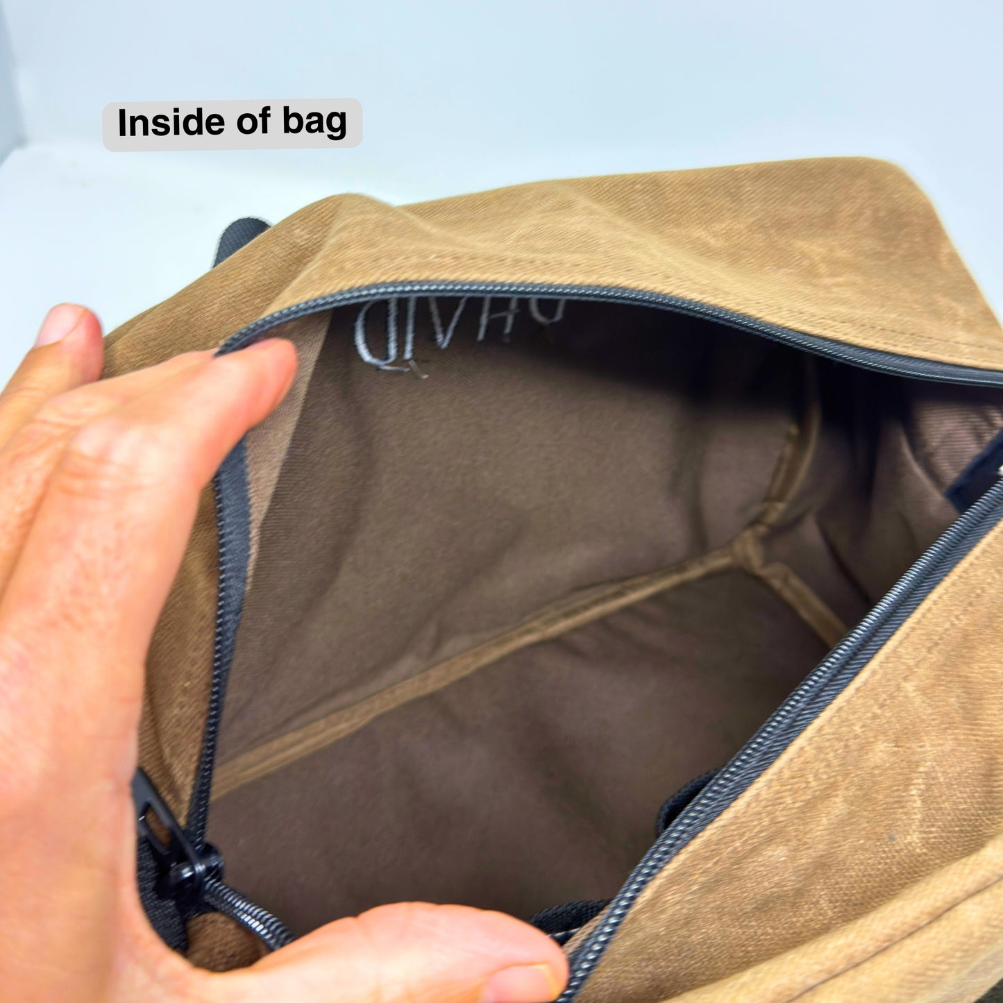 Personalized Embroidered Tool Bag with waxed canvas exterior