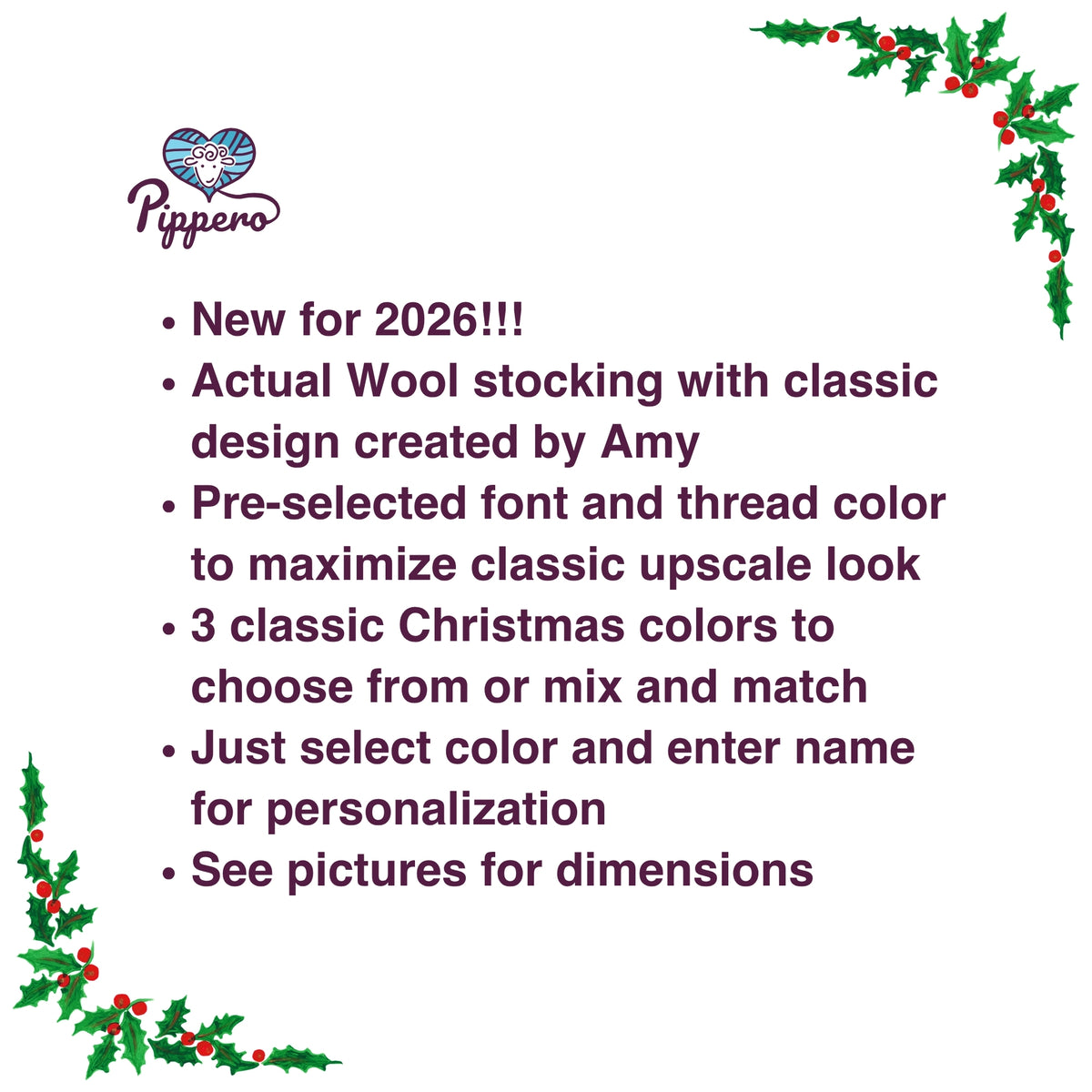 Personalized Wool Christmas Stocking – Classic Elegant Holiday Design