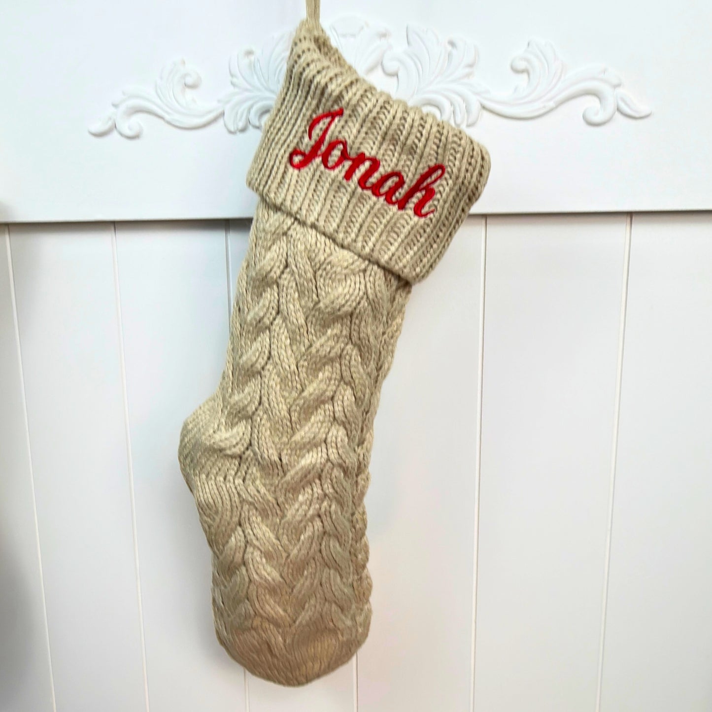 Personalized Embroidered Cable Knit Christmas Stockings