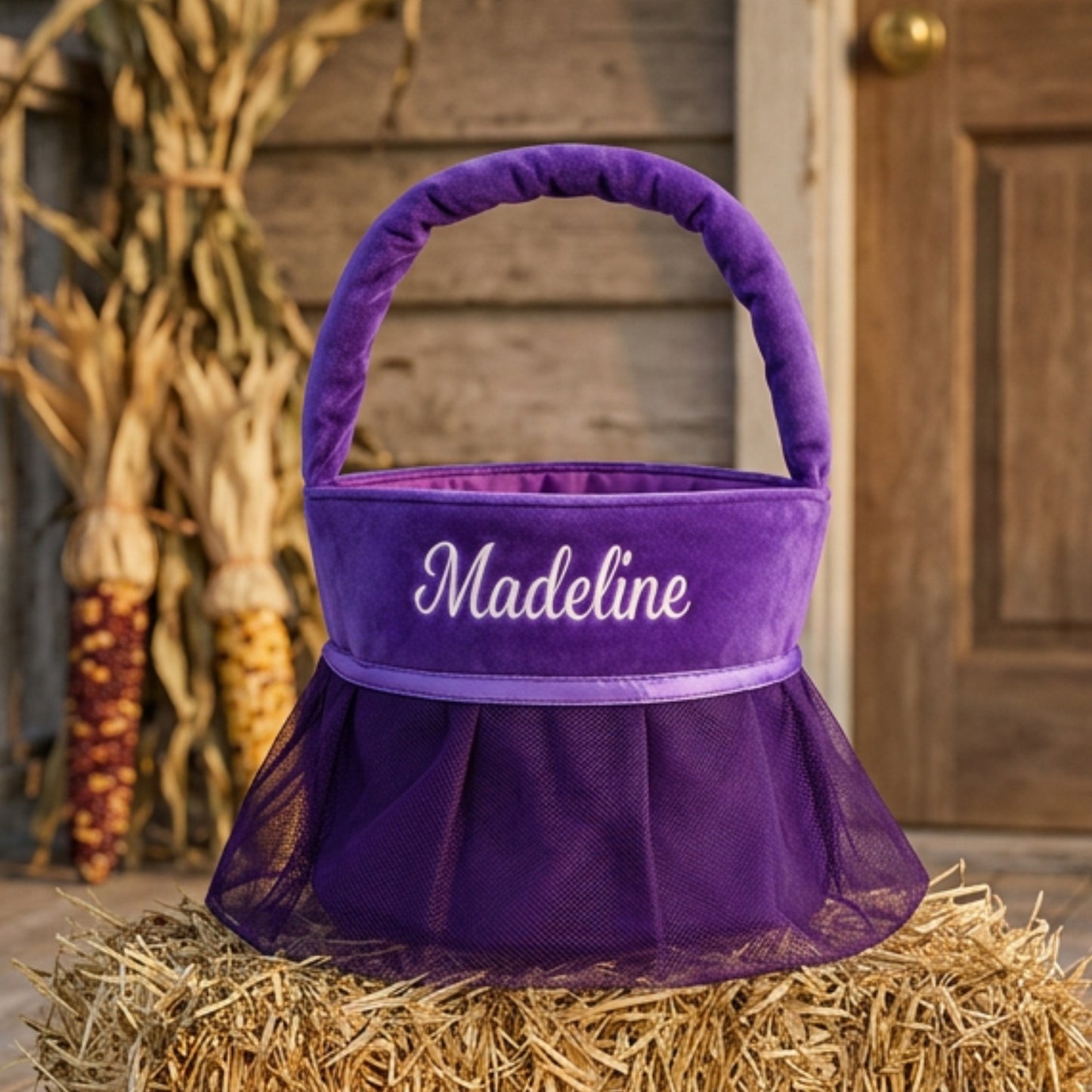 Personalized Embroidered Princess Halloween Treat Basket