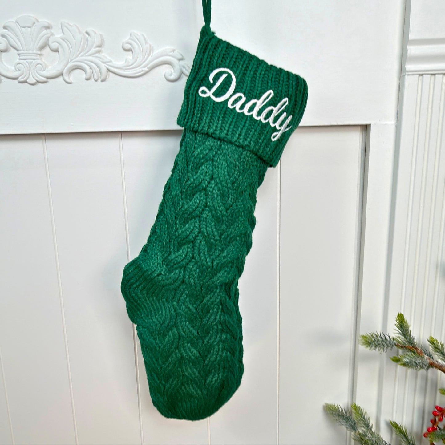 Personalized Embroidered Cable Knit Christmas Stockings