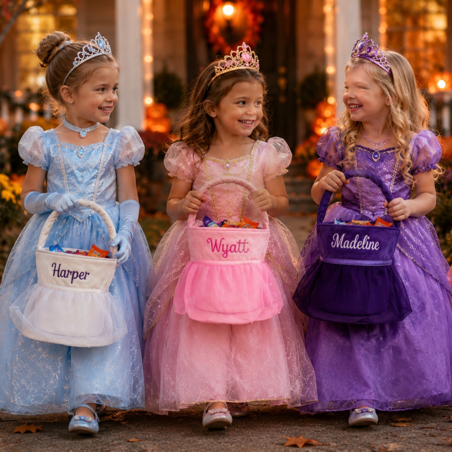 Personalized Embroidered Princess Halloween Treat Basket