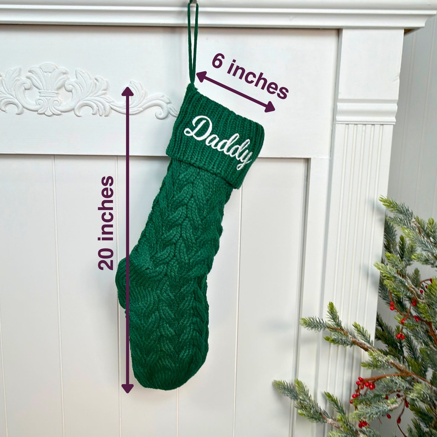 Personalized Embroidered Cable Knit Christmas Stockings