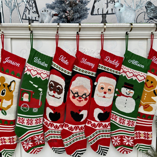 Jumbo Embroidered Personalized Classic Knit Family Stockings