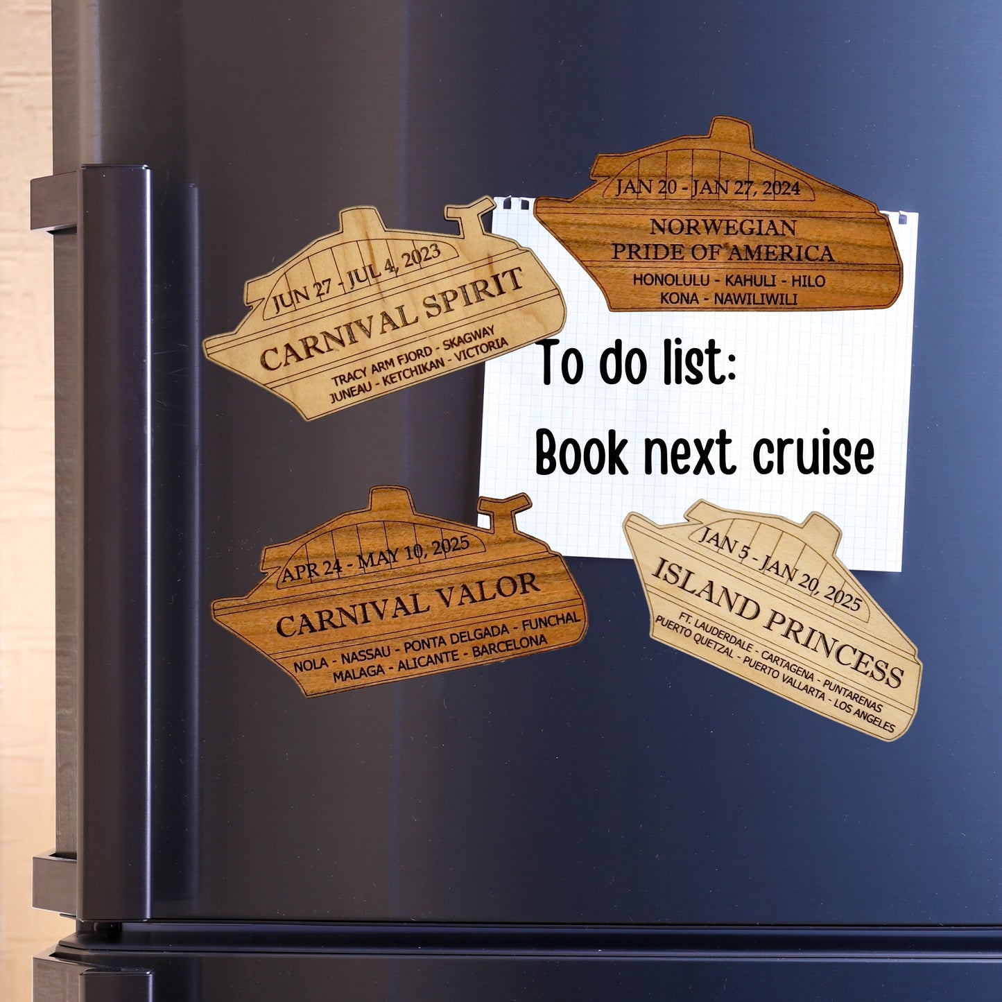 Personalized Wooden Cruise Keepsake, Magnet Ornament for Stateroom Door, Cruise Gift Exchange, Vacation memory, Gift for Cruiser