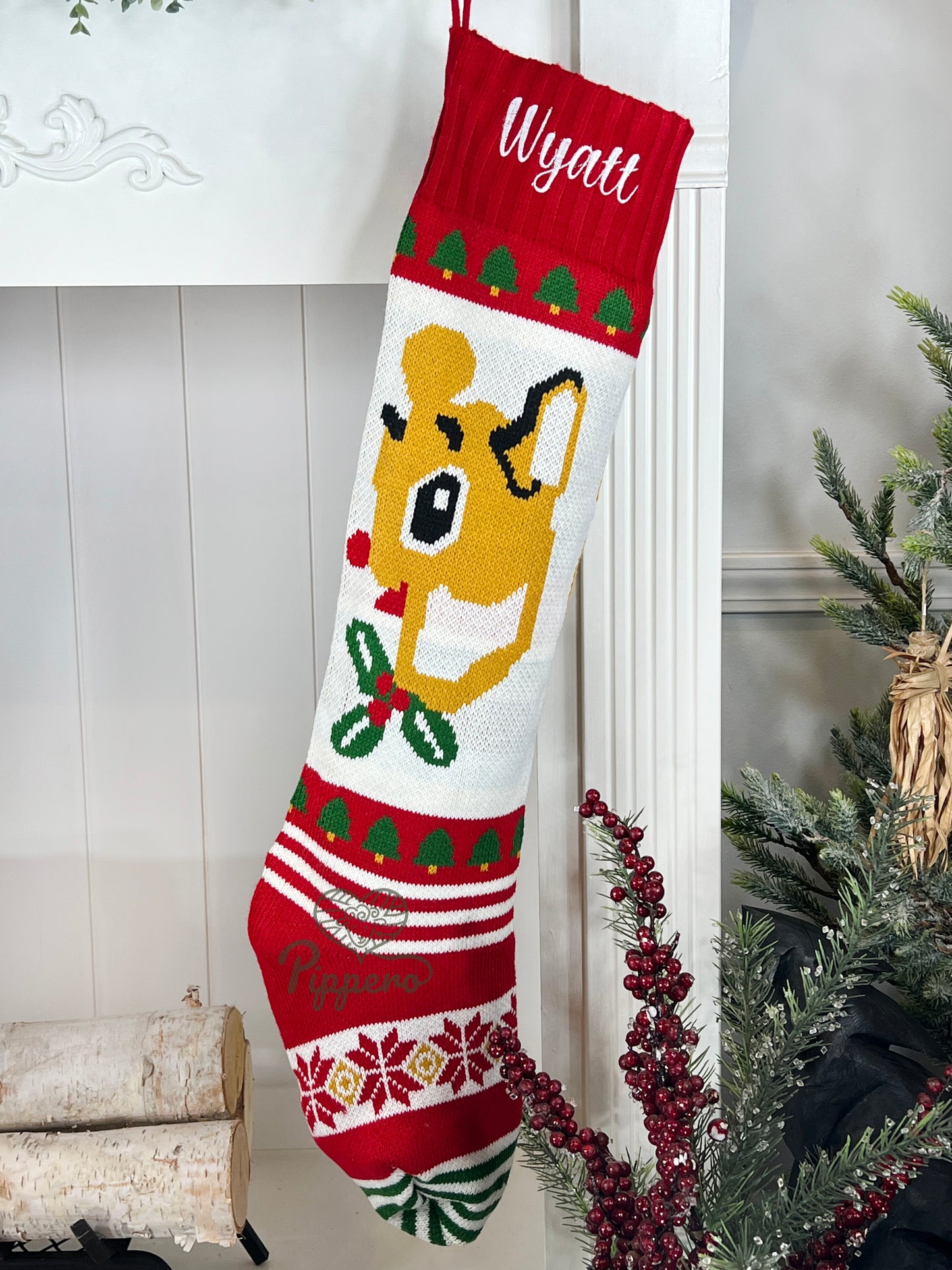 Jumbo Embroidered Personalized Classic Knit Family Stockings
