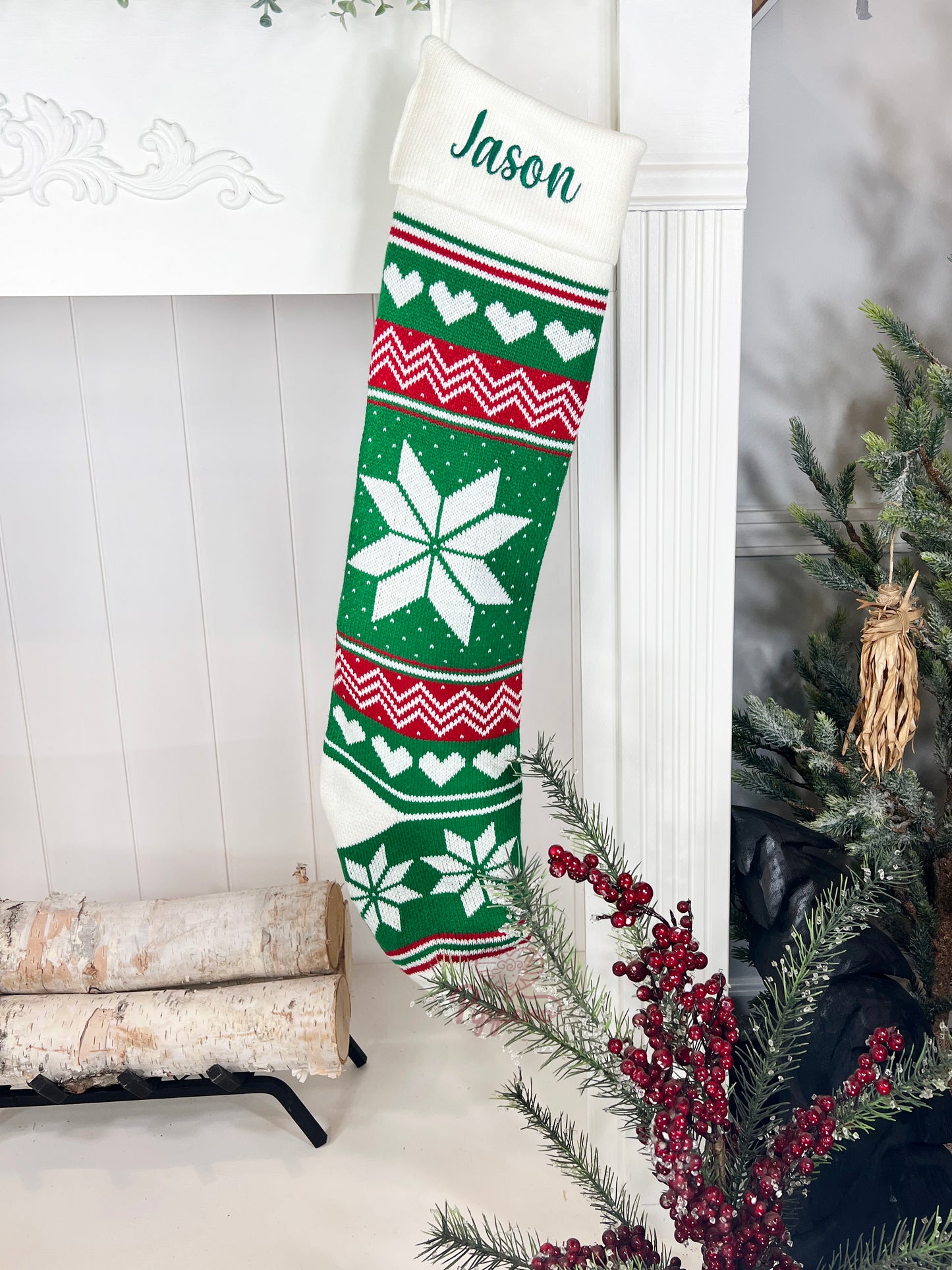 Extra Large Personalized Long Custom Embroidered Family Knit Christmas Stockings