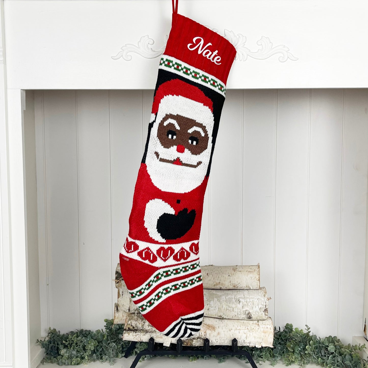 Jumbo Embroidered Personalized Classic Knit Family Stockings