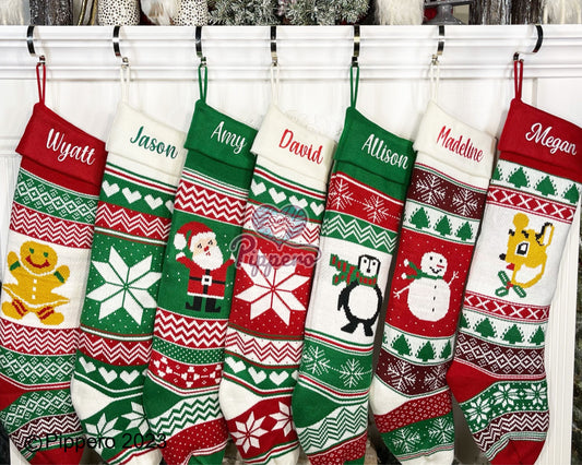 Extra Large Personalized Long Custom Embroidered Family Knit Christmas Stockings