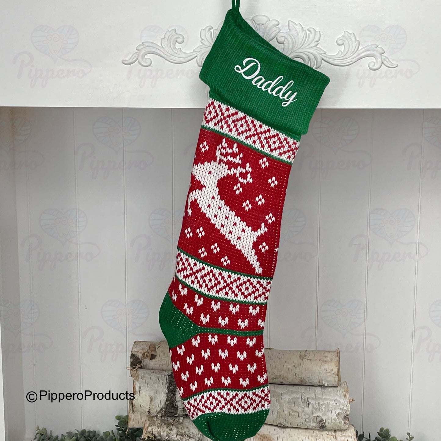 Long Custom Embroidered Family Knit Christmas Stockings