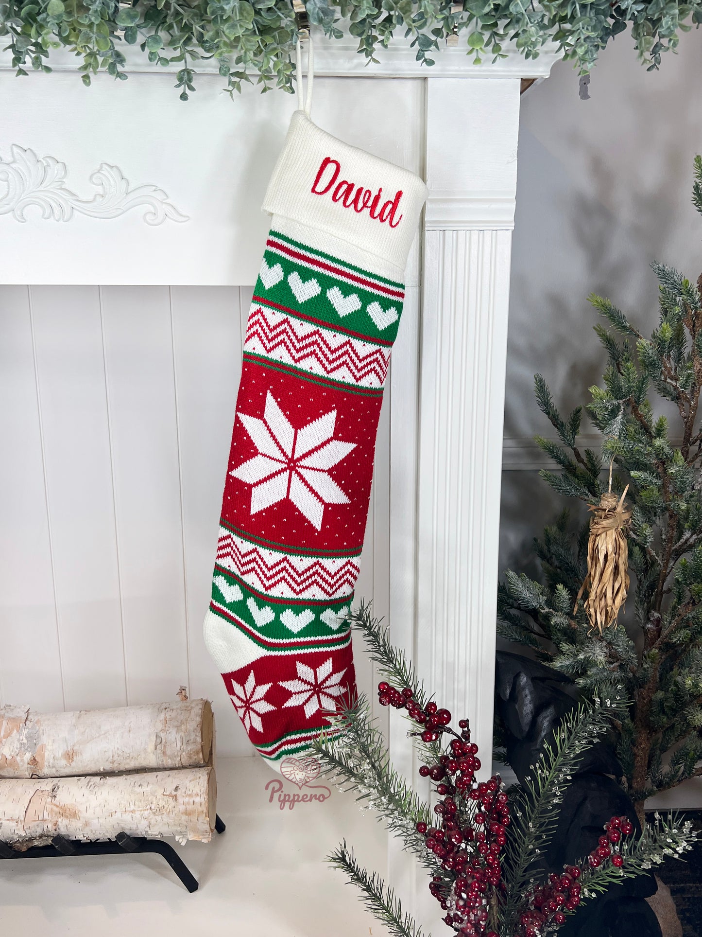 Extra Large Personalized Long Custom Embroidered Family Knit Christmas Stockings