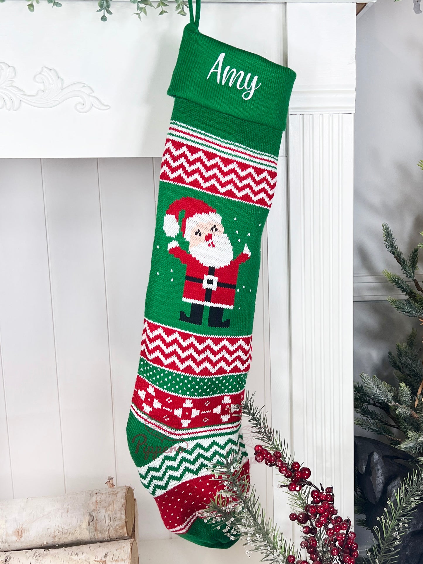 Extra Large Personalized Long Custom Embroidered Family Knit Christmas Stockings