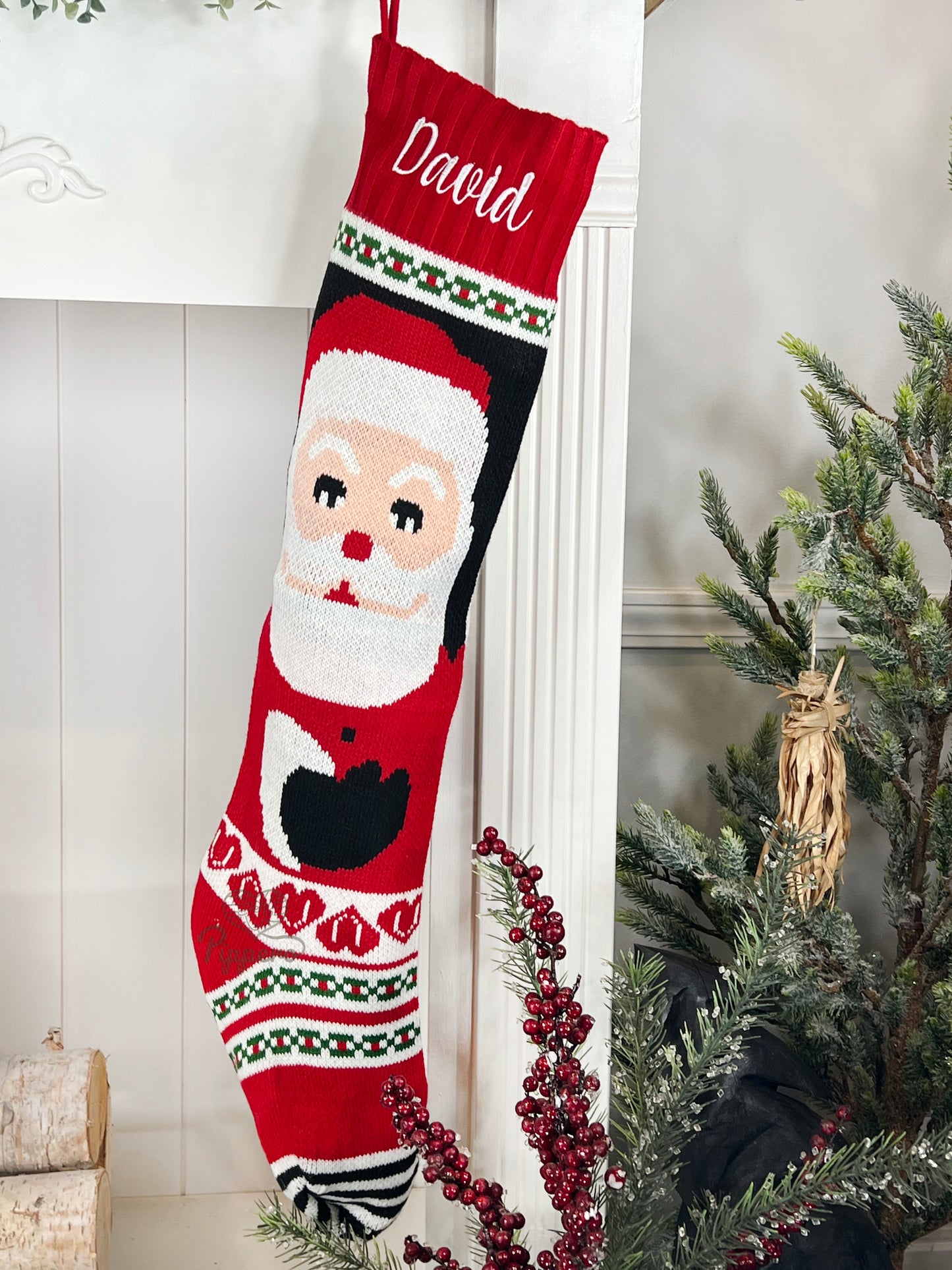Jumbo Embroidered Personalized Classic Knit Family Stockings