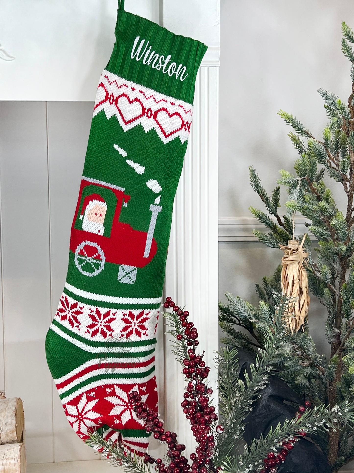 Jumbo Embroidered Personalized Classic Knit Family Stockings