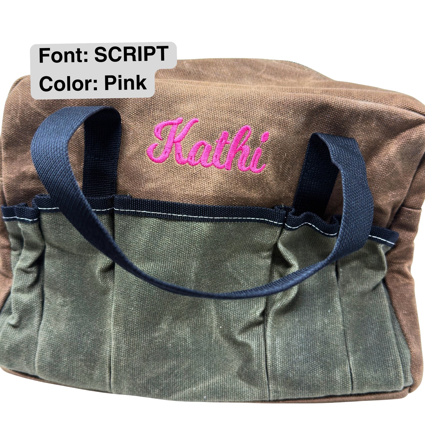 Personalized Waxed Canvas Tool Bag | Custom Embroidered Men's Tool Tote | Father's Day Gift for Dad, Grandpa or Handyman