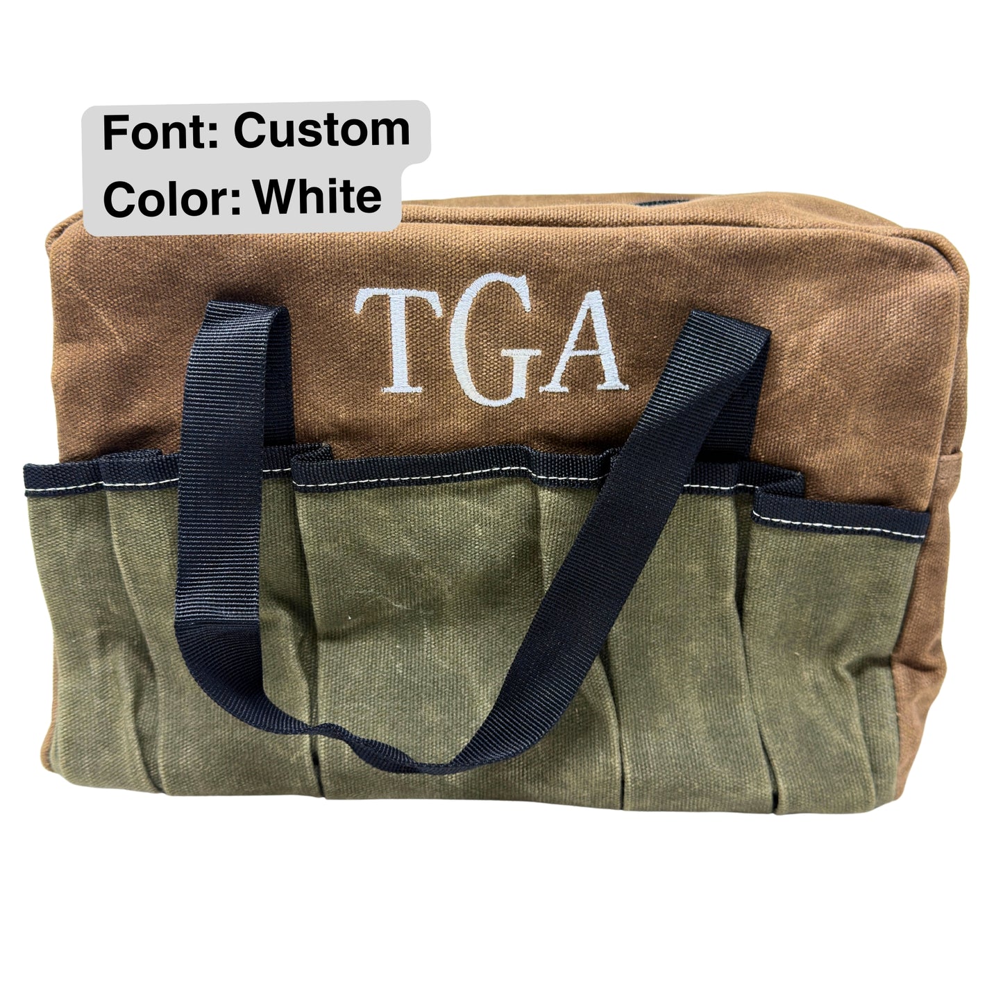 Personalized Waxed Canvas Tool Bag | Custom Embroidered Men's Tool Tote | Father's Day Gift for Dad, Grandpa or Handyman