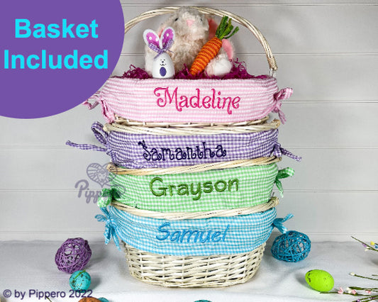 Personalized Wicker Easter Basket with Liner, Customized Easter Basket with Liner, Boy's Easter Basket, Girl's Easter Basket