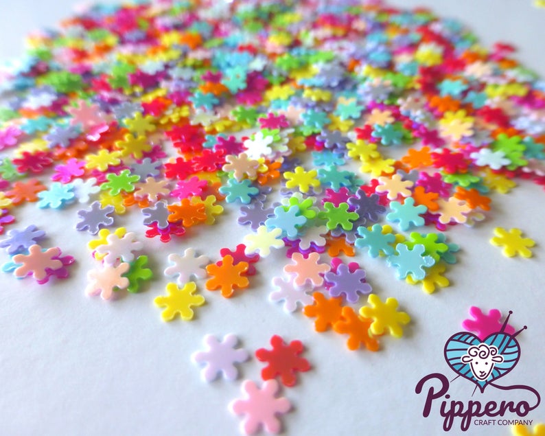 Rainbow Flowers 6 Petals Chunky Craft Glitter