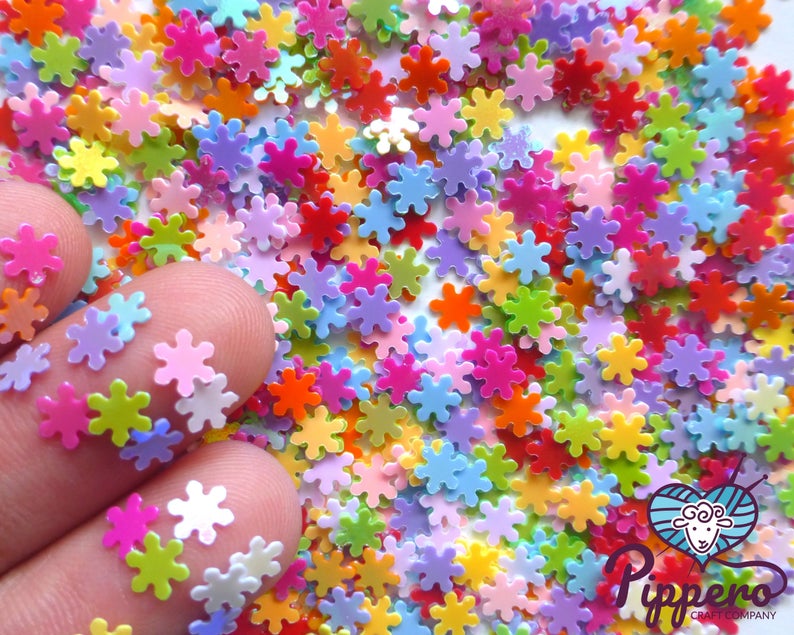 Rainbow Flowers 6 Petals Chunky Craft Glitter