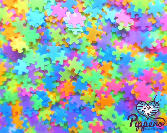 Rainbow Puzzle Pieces Chunky Craft Glitter