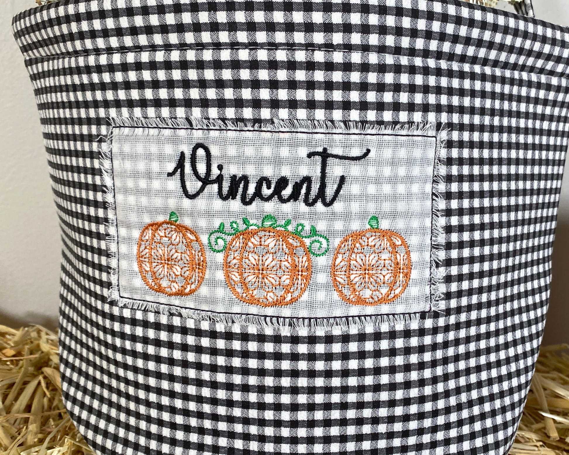 Halloween Basket Bucket Embroidery Blanks with Large Dot Design